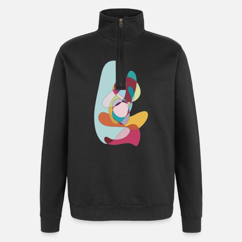 Farbwirbel Abstrakt - Quarter-Zip-Sweatshirt - Schwarz