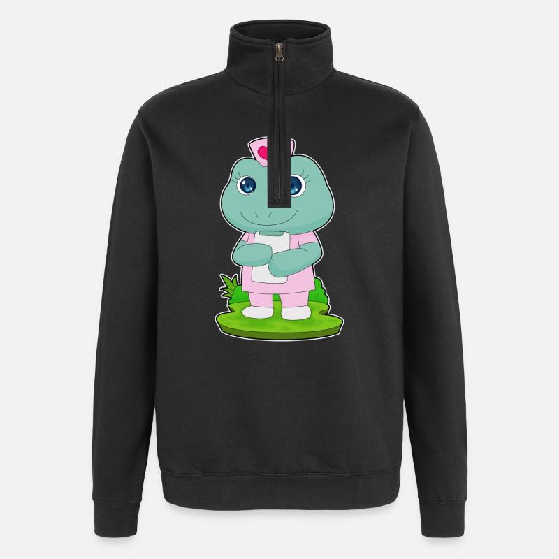 Frosch Krankenschwester Notiz - Quarter-Zip-Sweatshirt - Schwarz
