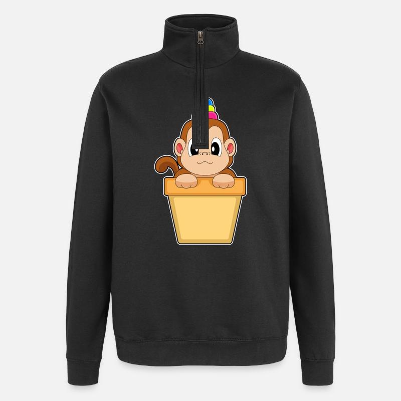 Affe Cupcake - Quarter-Zip-Sweatshirt - Schwarz