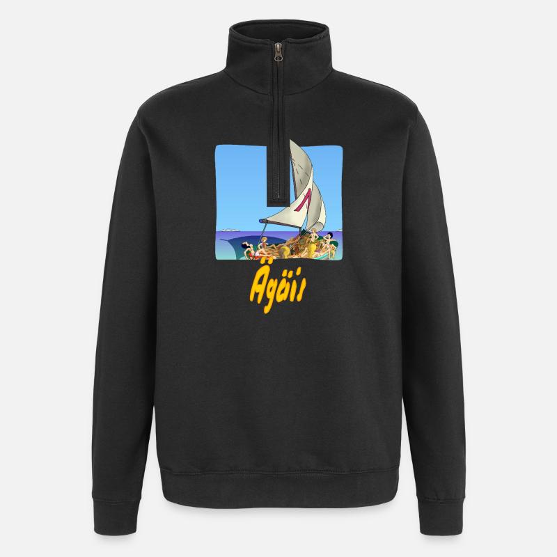 Ägäis - Quarter-Zip-Sweatshirt - Schwarz