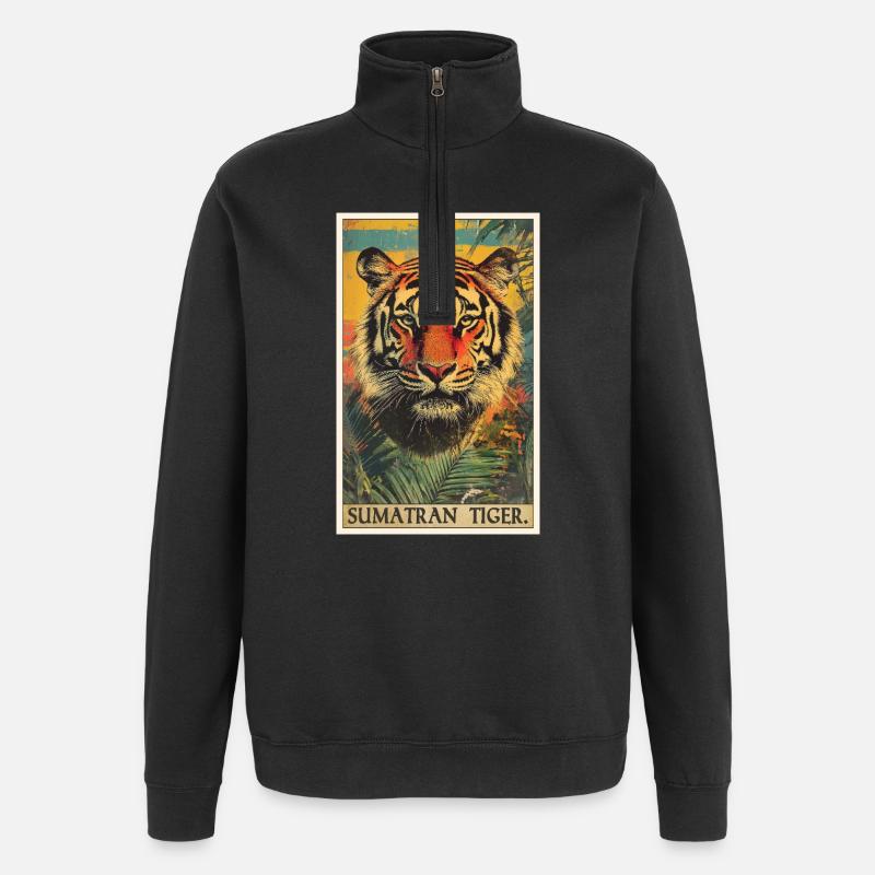 Sumatran tiger - Quarter-Zip Sweatshirt - black