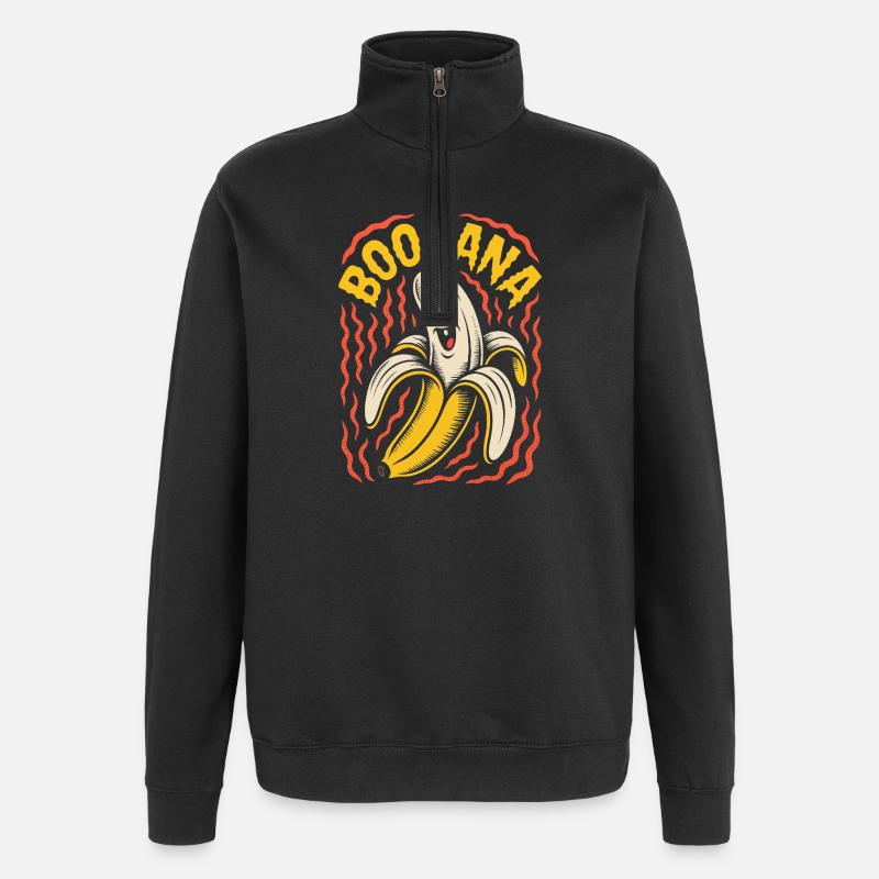 Lustige Boonana Ghost Banane - Quarter-Zip-Sweatshirt - Schwarz