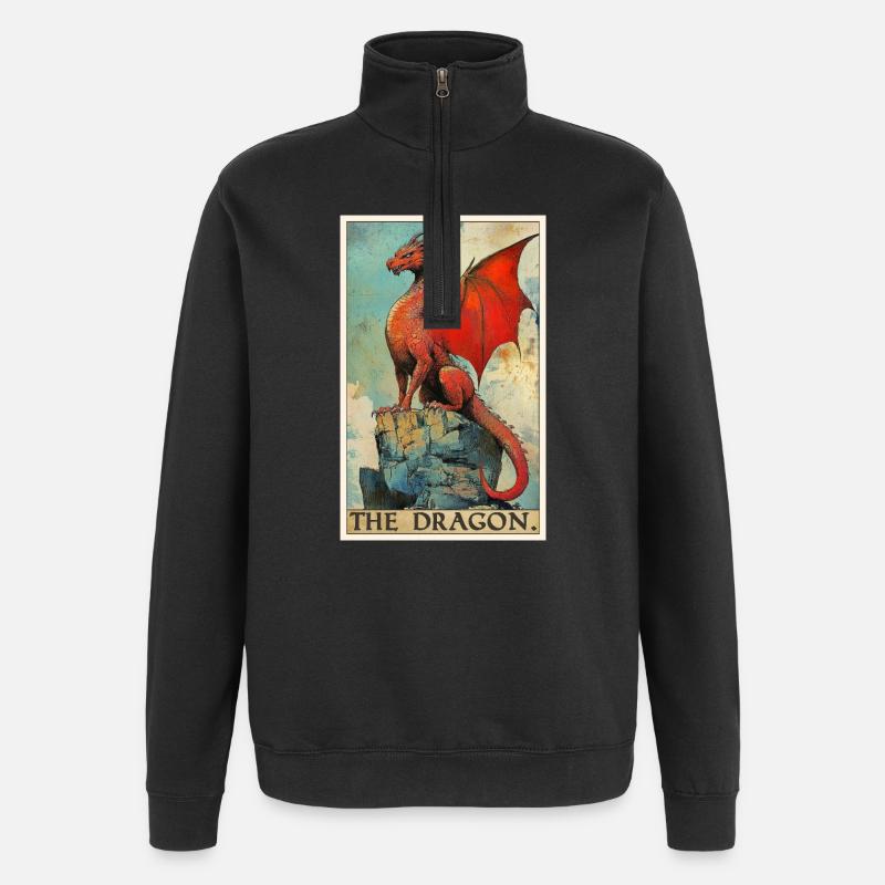 Drachen Drache - Quarter-Zip-Sweatshirt - Schwarz
