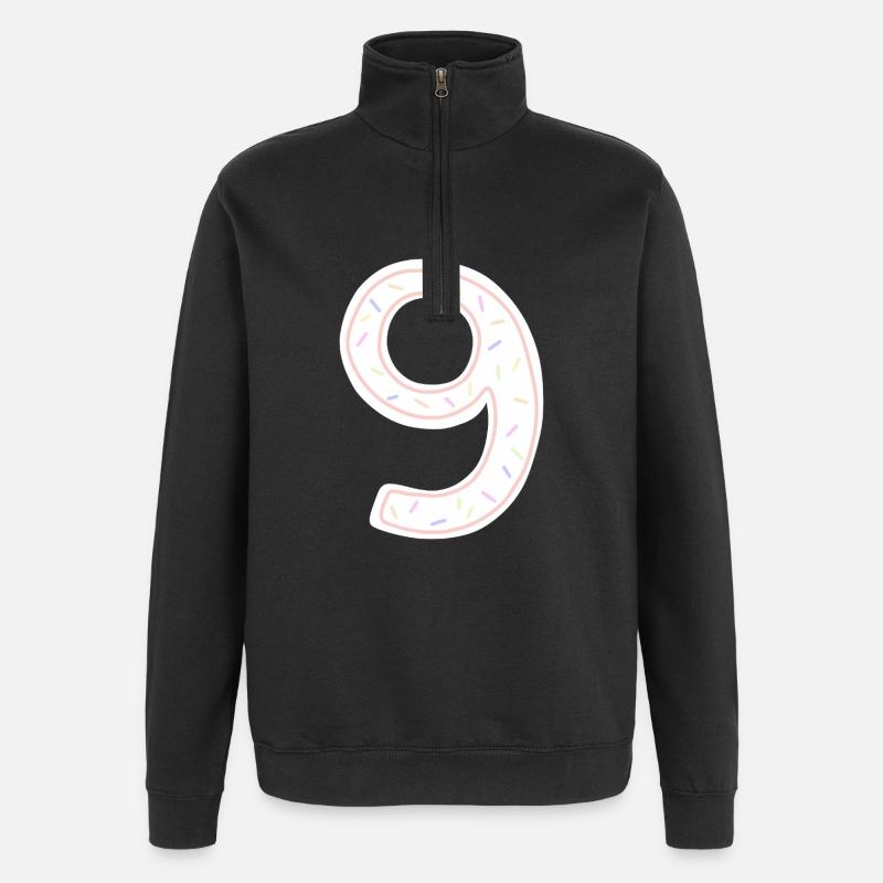 Anniversaire festif numéro neuf illustration - Sweat à zip 1/4 - noir
