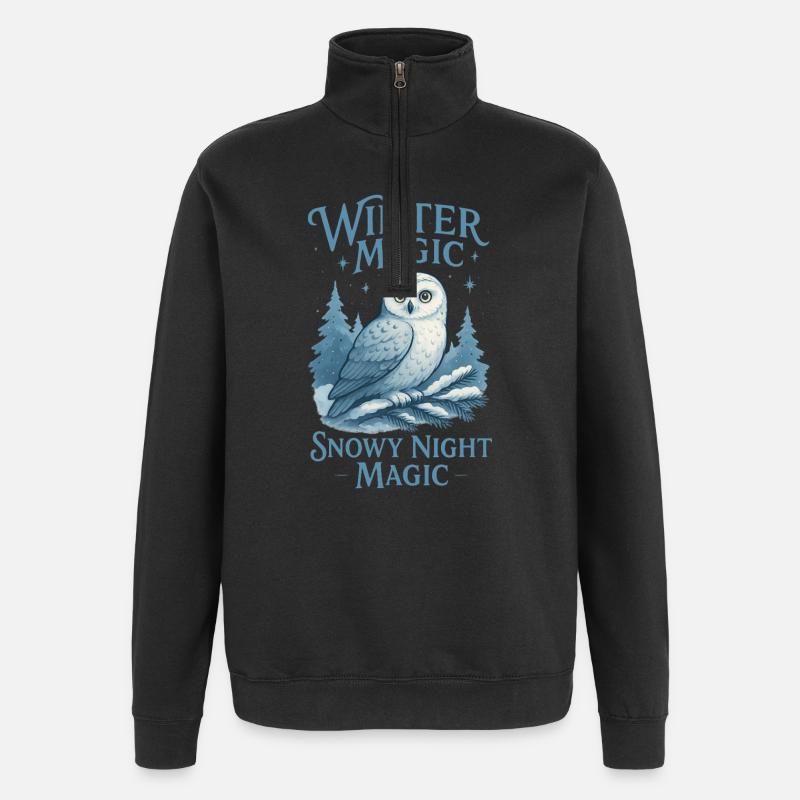  Wintereule – Snowy Night Magic - Quarter-Zip-Sweatshirt - Schwarz