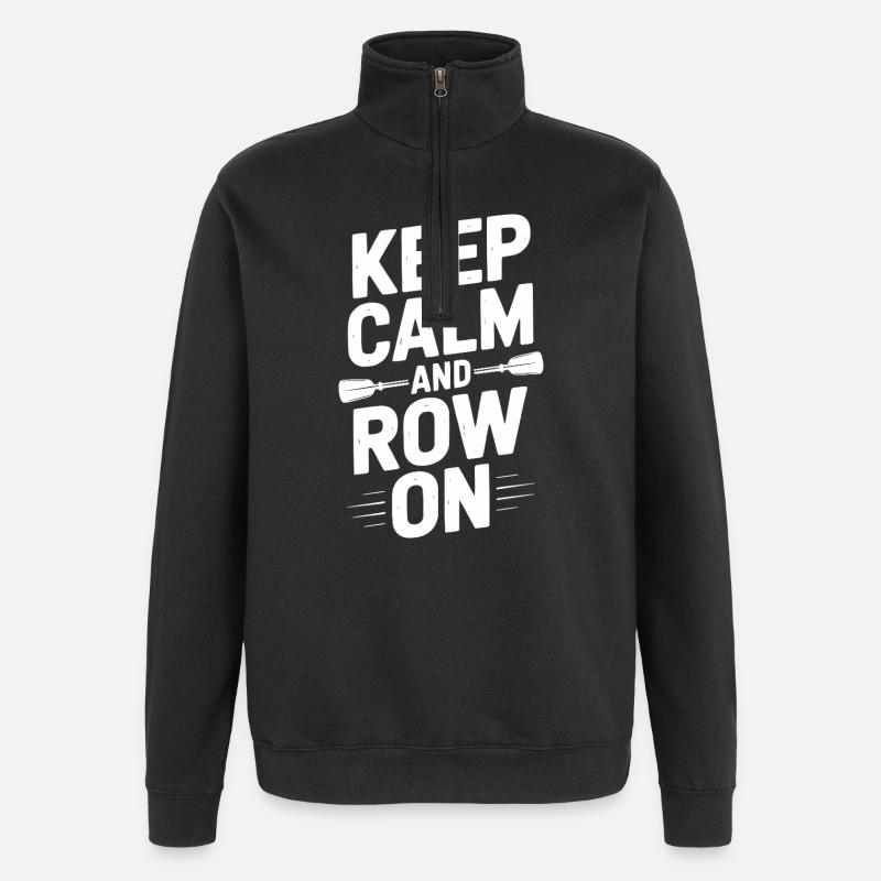 Ruhe bewahren und weiterrudern - Quarter-Zip-Sweatshirt - Schwarz