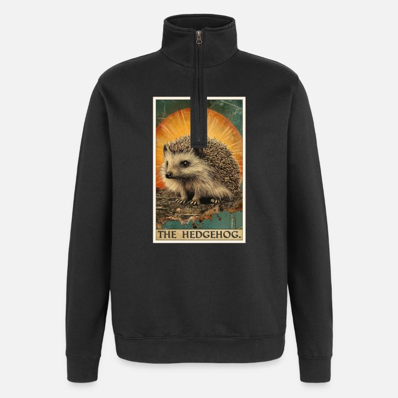 Hérisson - Sweat à zip 1/4 - noir