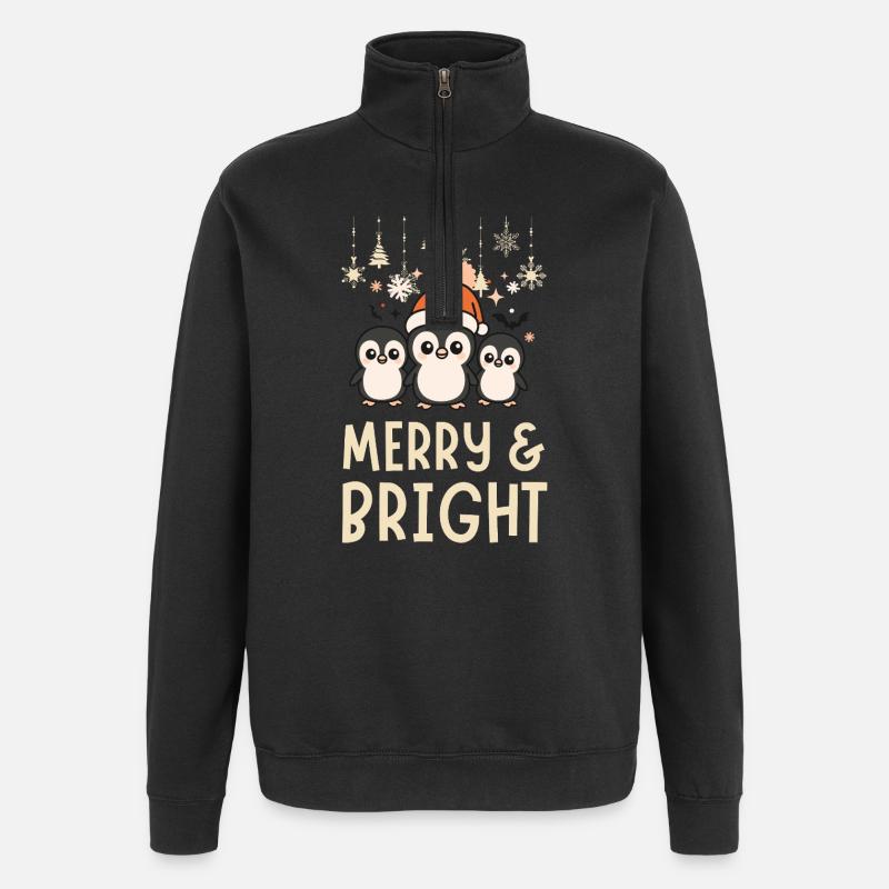 Cute and Bright Penguin Pattern - Quarter-Zip Sweatshirt - black