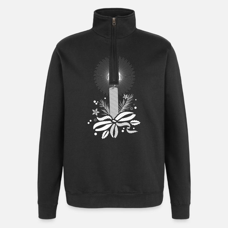 Weihnachtskerze in zarter Spitzen-Optik - Quarter-Zip-Sweatshirt - Schwarz