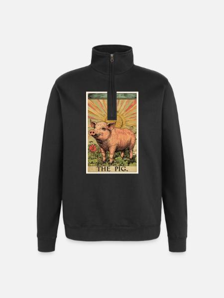 Cochon Cochon - Sweat à zip 1/4 - noir