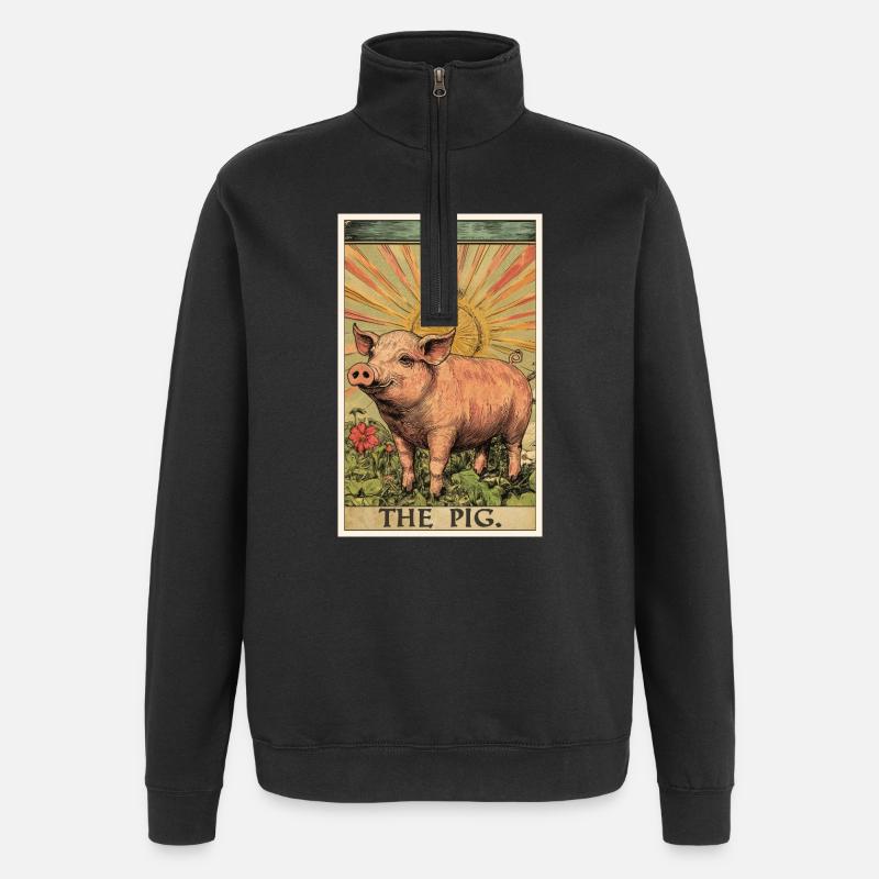Cochon Cochon - Sweat à zip 1/4 - noir