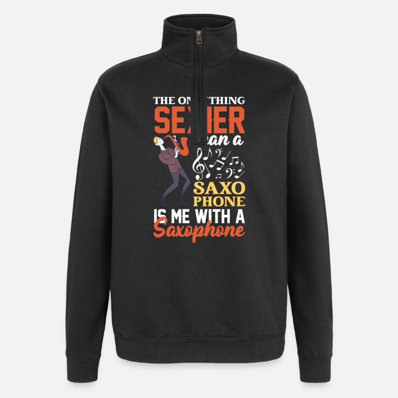 Saxofon - Quarter-Zip-Sweatshirt - Schwarz