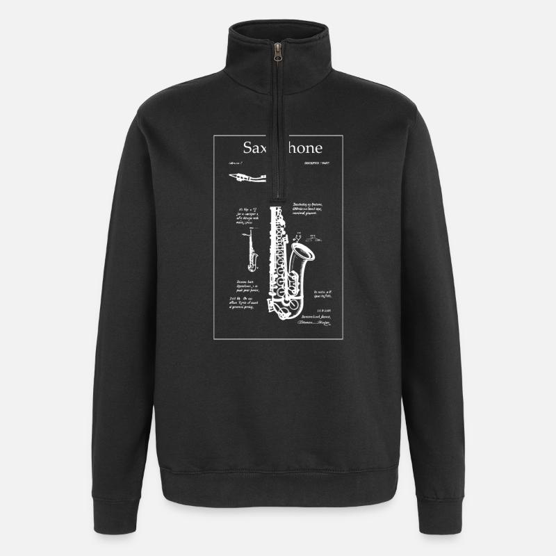 Noir-Saxophon-Bauplan - Quarter-Zip-Sweatshirt - Schwarz