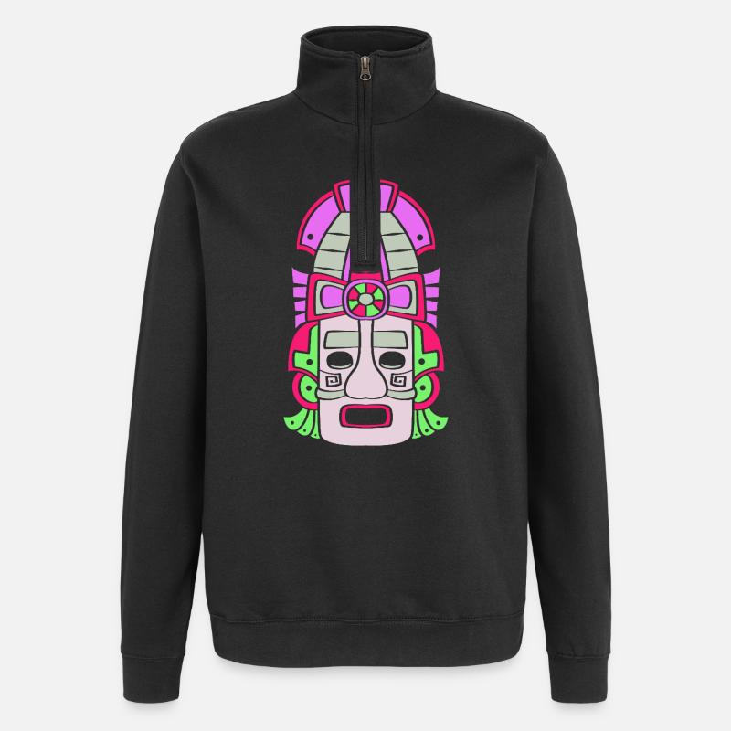 Calendrier maya inca aztèque - Sweat à zip 1/4 - noir