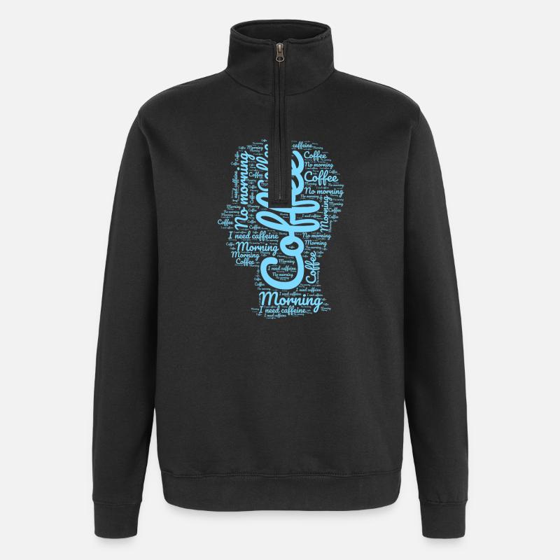 Café du matin en lettres - Sweat à zip 1/4 - noir