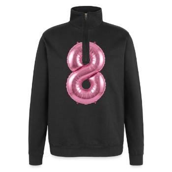 8. Geburtstag Shirt, Helium Ballon - Quarter-Zip-Sweatshirt - Schwarz - Vorne - AI Model Female 172 light (172cm) & AI Model Male 178 dark (178cm)