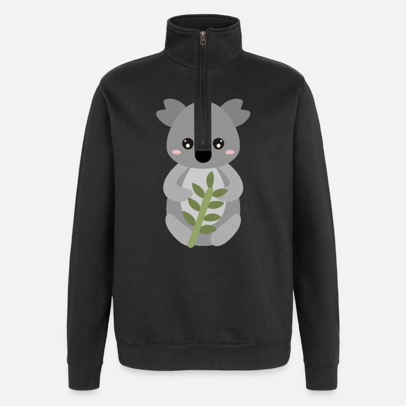 Koala à l’étreinte de feuille - Sweat à zip 1/4 - noir