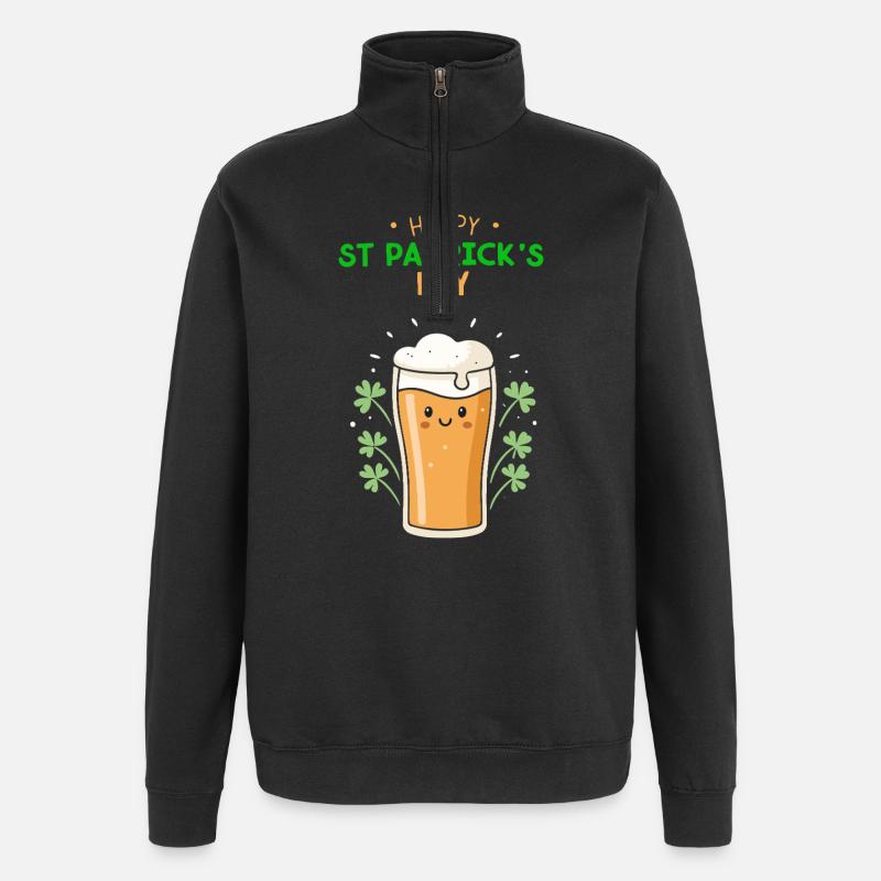 Frohes St. Patrick's Day Bier - Quarter-Zip-Sweatshirt - Schwarz
