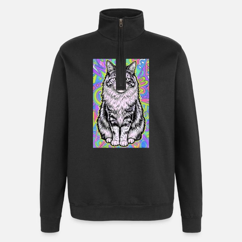 chat - Sweat à zip 1/4 - noir