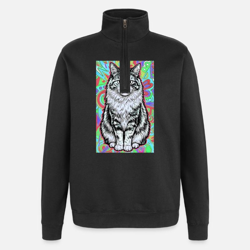 cat - Quarter-Zip Sweatshirt - black