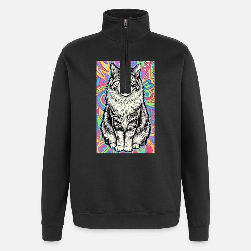 cat - Quarter-Zip Sweatshirt - black