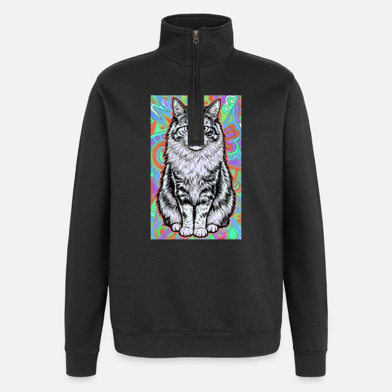 chat - Sweat à zip 1/4 - noir