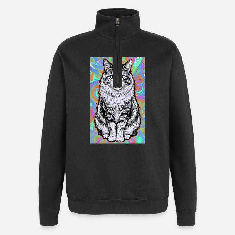 chat - Sweat à zip 1/4 - noir
