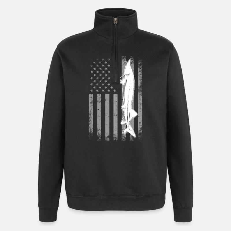 Drapeau de pêche à l’esturgeon - Sweat à zip 1/4 - noir