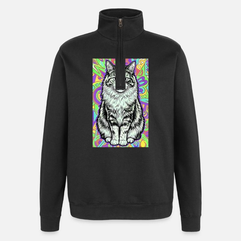 cat - Quarter-Zip Sweatshirt - black