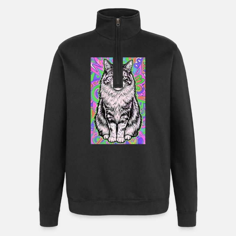 chat - Sweat à zip 1/4 - noir