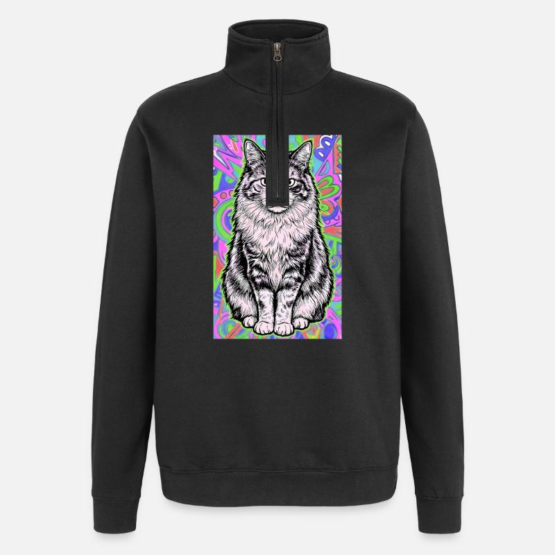 chat - Sweat à zip 1/4 - noir