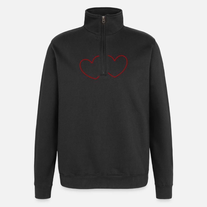 Saint-Valentin, Saint-Valentin, Saint-Valentin - Sweat à zip 1/4 - noir