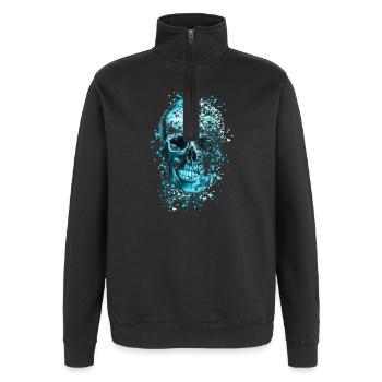crâne - Sweat à zip 1/4 - noir - Devant - AI Model Female 172 light (172cm) & AI Model Male 178 dark (178cm)