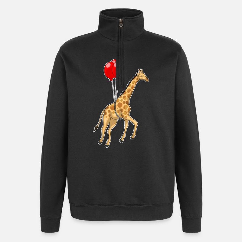 Ballon girafe - Sweat à zip 1/4 - noir