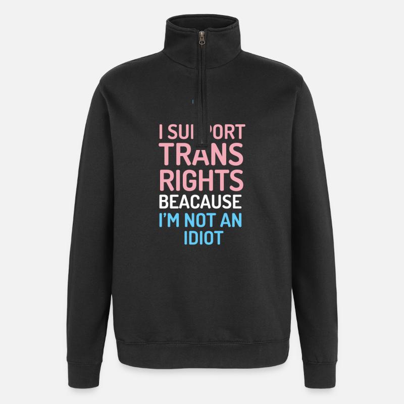 I Support Trans Rights - Quarter-Zip Sweatshirt - black