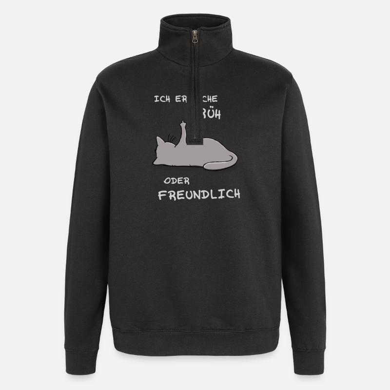 Ich erwache früh oder freundlich - Quarter-Zip-Sweatshirt - Schwarz