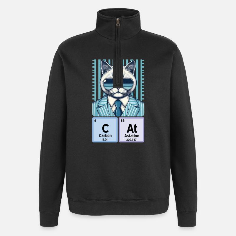Chemistry Cat: The Cool Catalyst - Quarter-Zip Sweatshirt - black