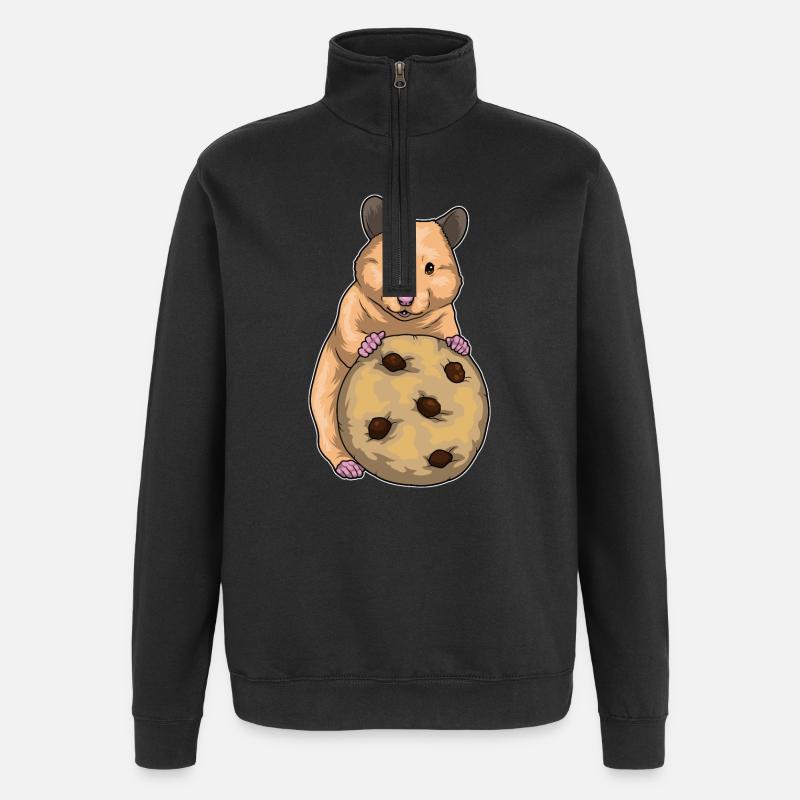 Biscuit hamster - Sweat à zip 1/4 - noir