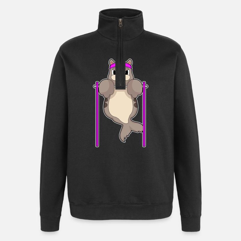 Phoque Bodybuilder Tractions Musculation - Sweat à zip 1/4 - noir