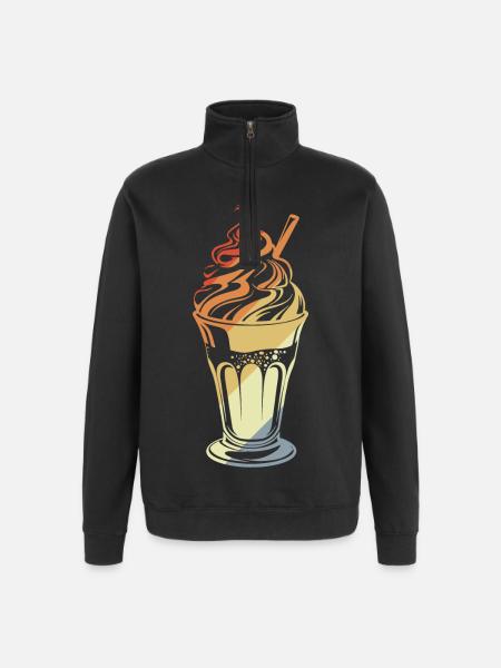 Coupe glacée style rétro - Sweat à zip 1/4 - noir