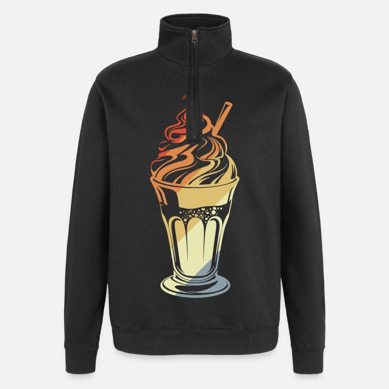 Coupe glacée style rétro - Sweat à zip 1/4 - noir