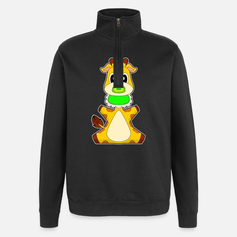Bavoir Girafe Baby Lätzchen - Sweat à zip 1/4 - noir
