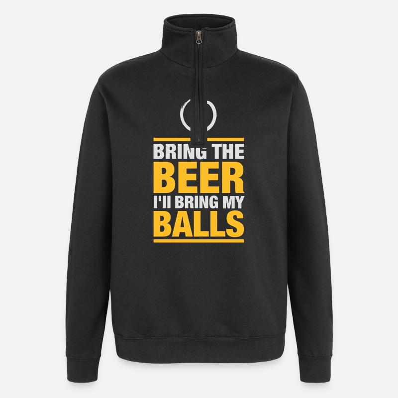 Bier Pong Bier bringen - Quarter-Zip-Sweatshirt - Schwarz