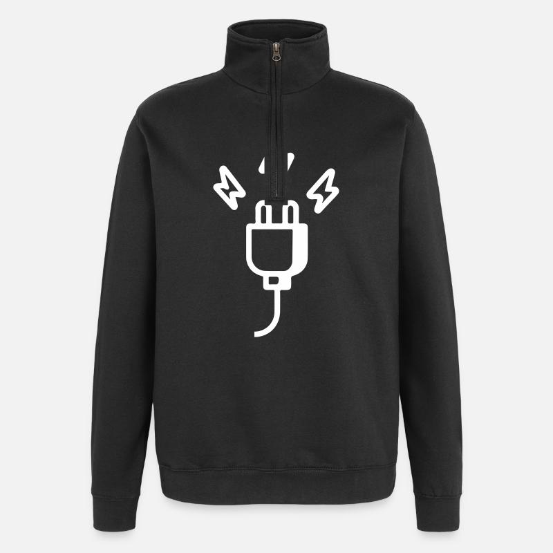Strom Stecker Symbol - Quarter-Zip-Sweatshirt - Schwarz