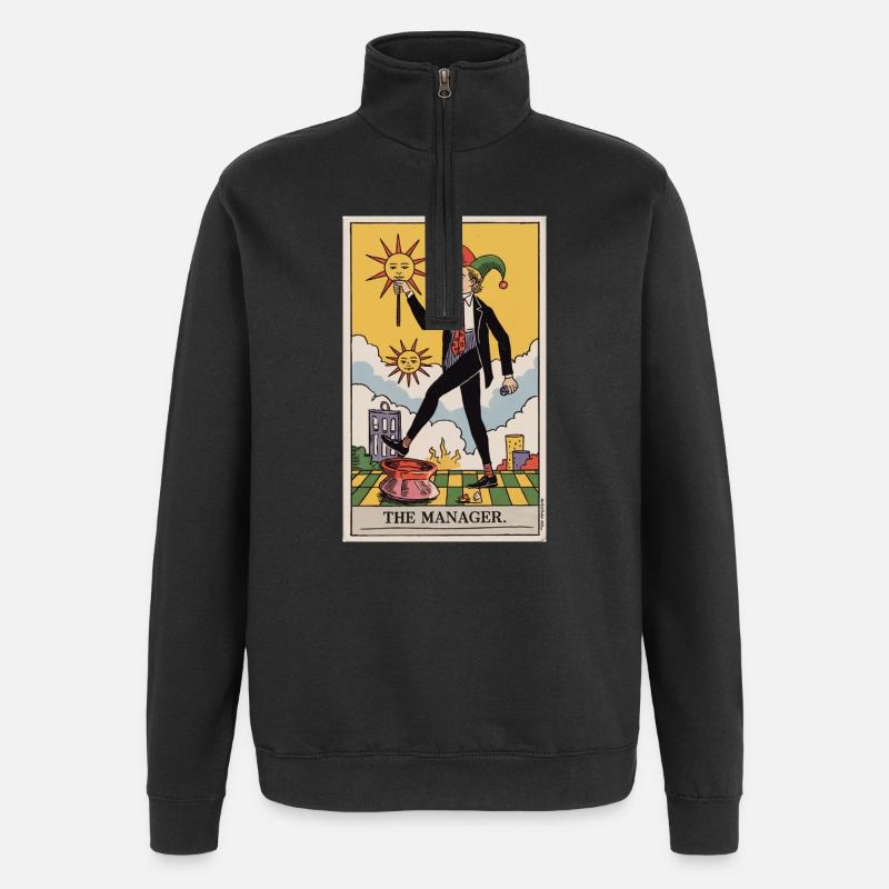 The Manager Funny Tarot Card Design - Quarter-Zip Sweatshirt - black