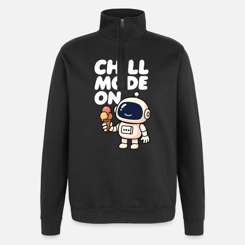 Weltraumroboter mit Eiscreme - Quarter-Zip Sweatshirt - black
