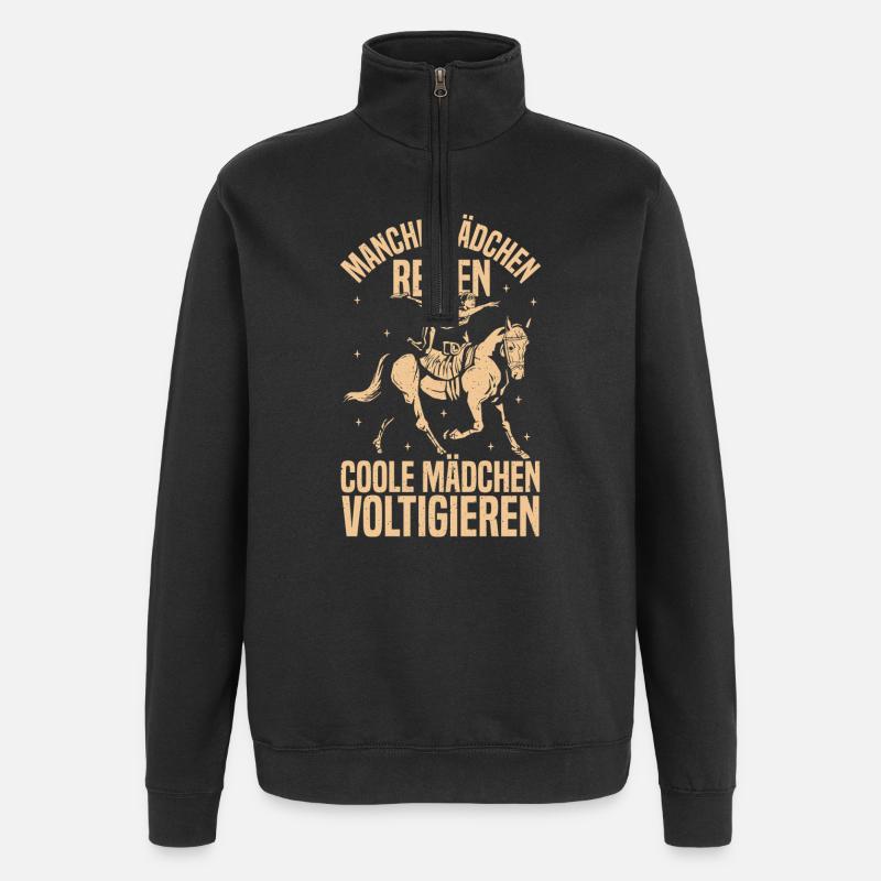 Coole Mädchen Voltigieren Pferd Reiten - Quarter-Zip-Sweatshirt - Schwarz