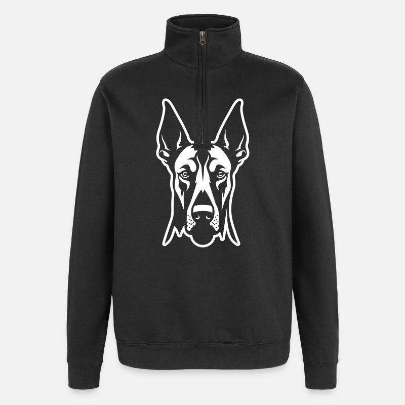 Doberman Hund Kopf - Quarter-Zip-Sweatshirt - Schwarz