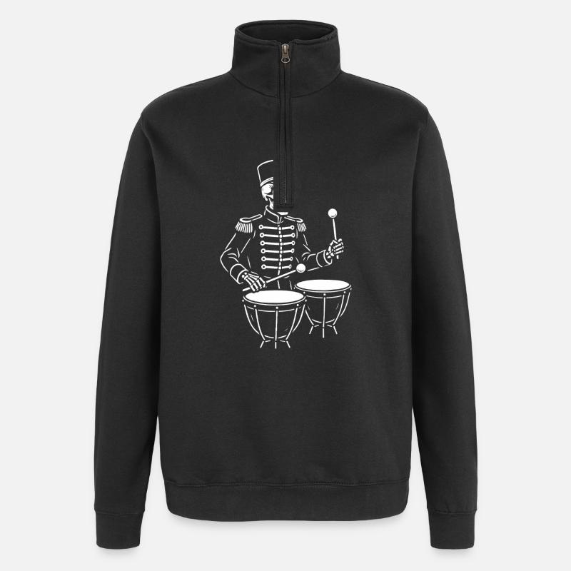 Skelett-Trommler in Parade-Uniform - Quarter-Zip-Sweatshirt - Schwarz