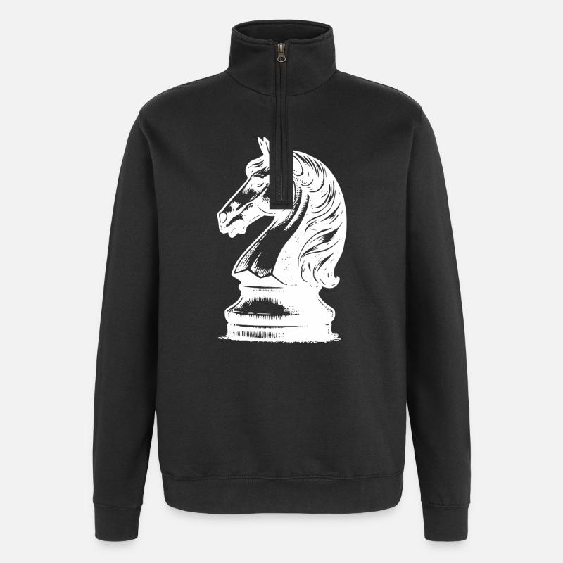 Échiquier avec pièces, roi et pions - Sweat à zip 1/4 - noir